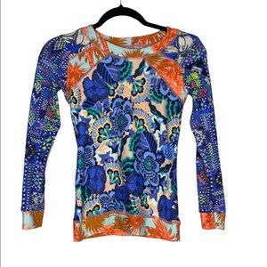 Maaji Kids Swim Rashguard - Blue and Orange Floral